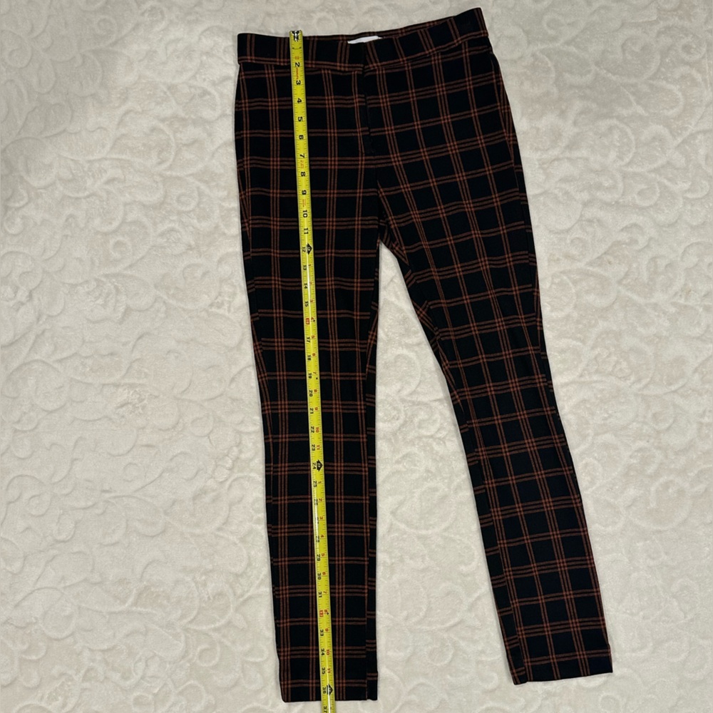 Nordstrom Rack Black and Rust Plaid Ankle Pants, Stretch, Zipper and Button XS - Picture 5 of 16